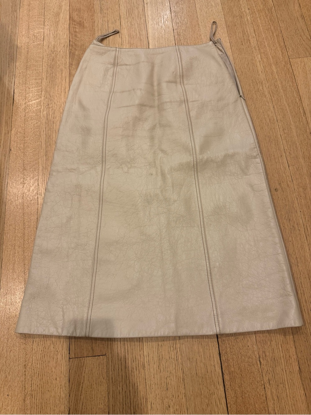 Miu Miu Cream Leather A-Line Skirt